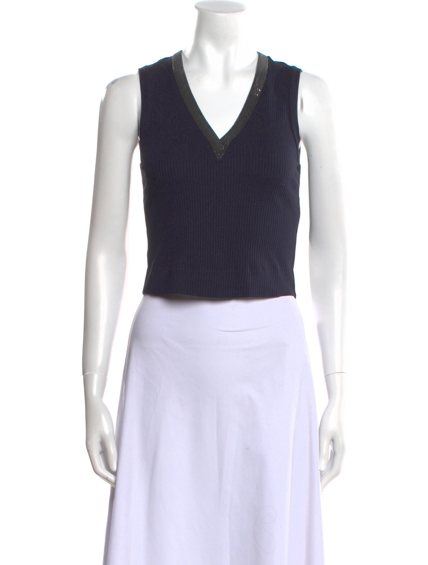 Brunello Cucinelli V-Neck Sleeveless Crop Top