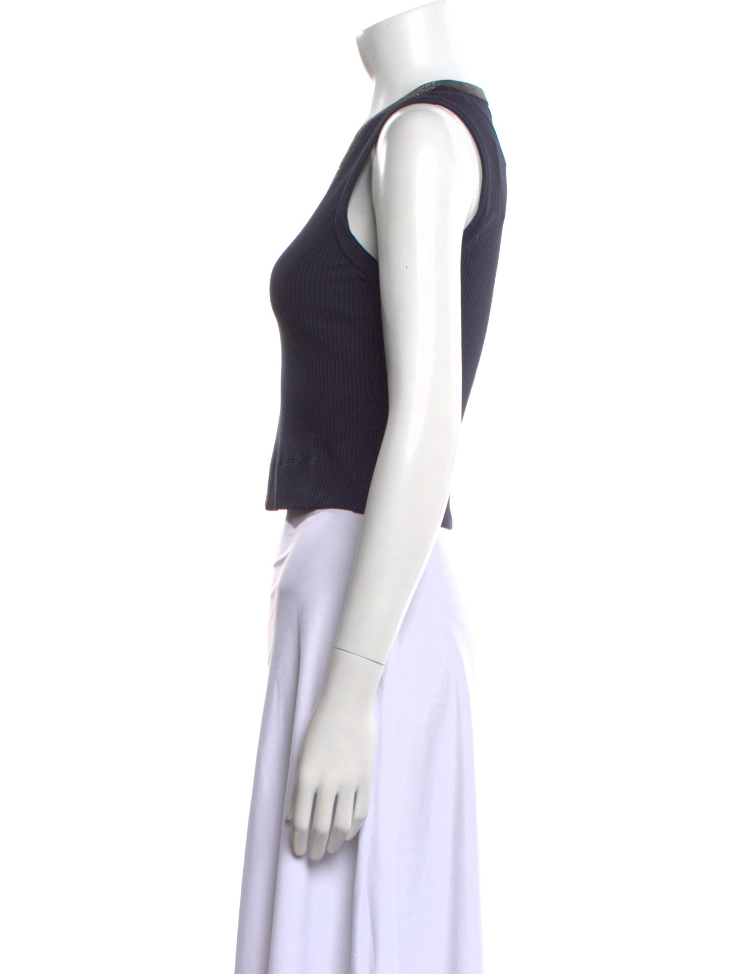 Brunello Cucinelli V-Neck Sleeveless Crop Top