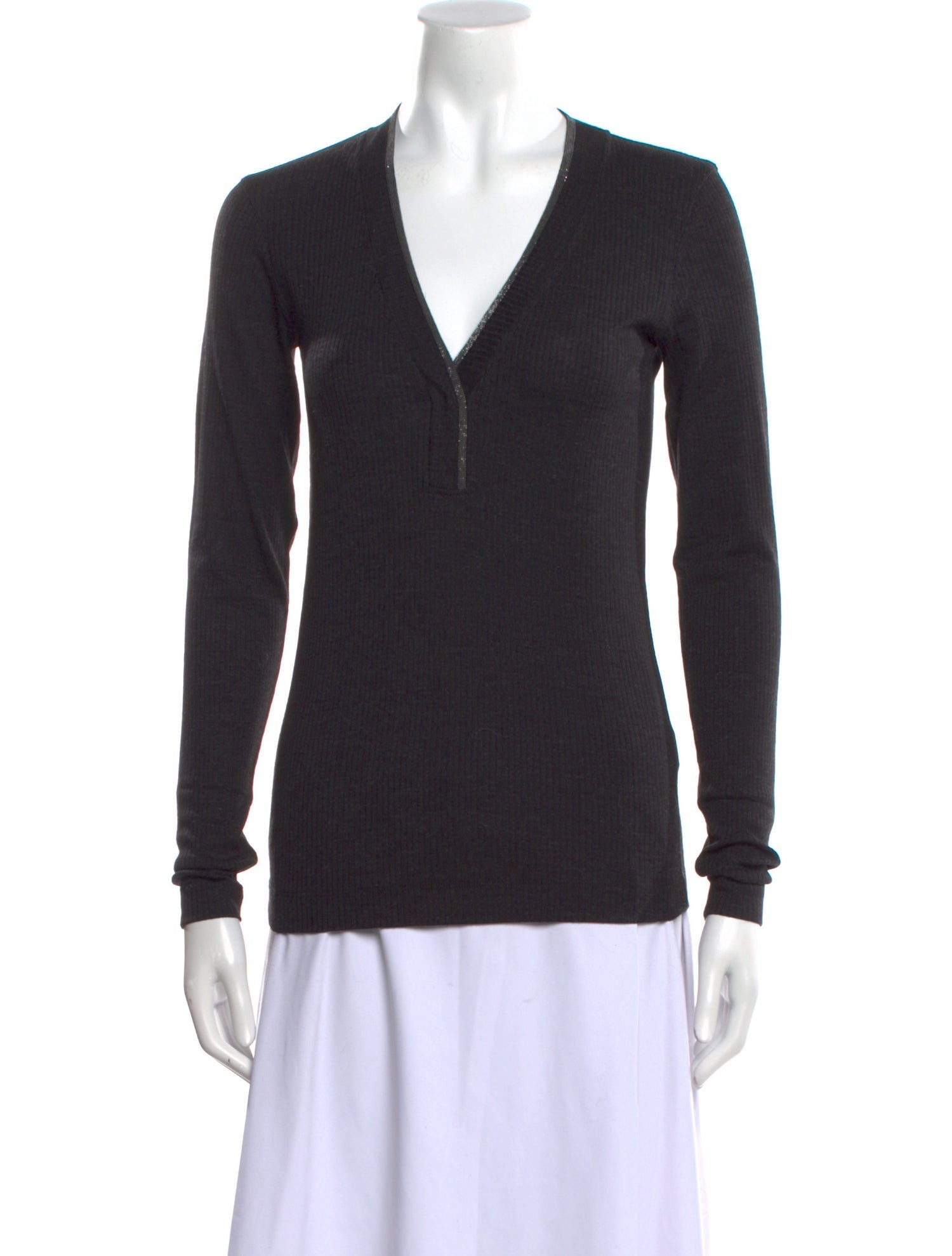 Brunello Cucinelli Wool V-Neck Top