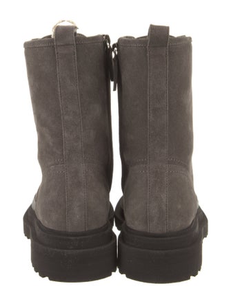 Brunello Cucinelli Suede Colorblock Pattern Combat Boots