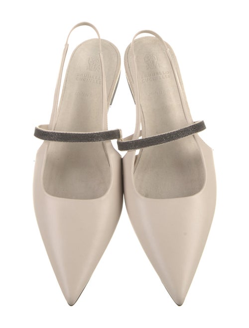 Brunello Cucinelli Leather Studded Accents Slingback Flats