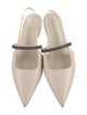 Brunello Cucinelli Leather Studded Accents Slingback Flats