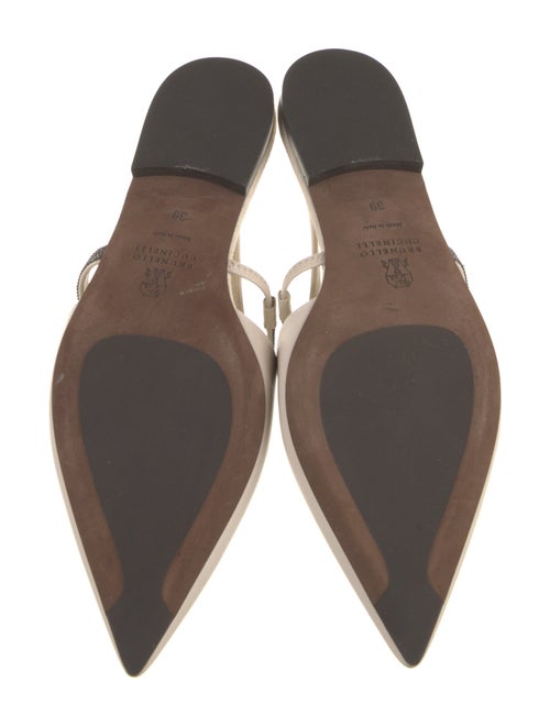 Brunello Cucinelli Leather Studded Accents Slingback Flats