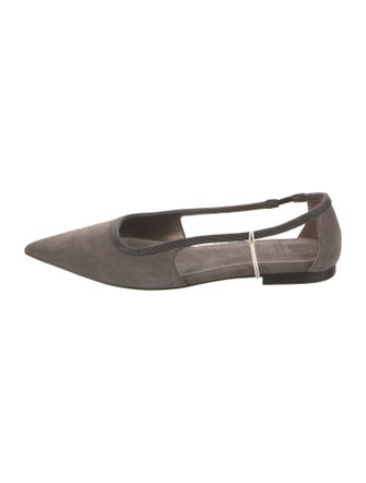Brunello Cucinelli Suede Studded Accents Ballet Flats