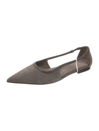 Brunello Cucinelli Suede Studded Accents Ballet Flats