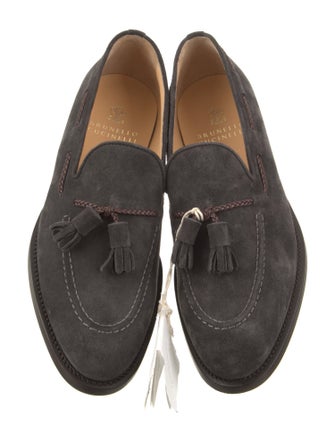 Brunello Cucinelli Suede Whipstitch Trim Loafers