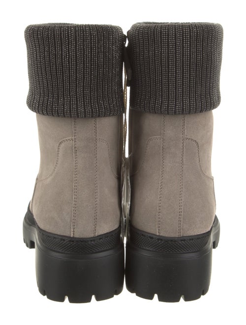 Brunello Cucinelli Suede Studded Accents Moto Boots