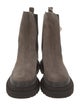 Brunello Cucinelli Suede Colorblock Pattern Chelsea Boots