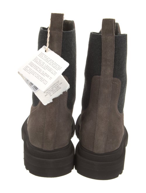 Brunello Cucinelli Suede Colorblock Pattern Chelsea Boots