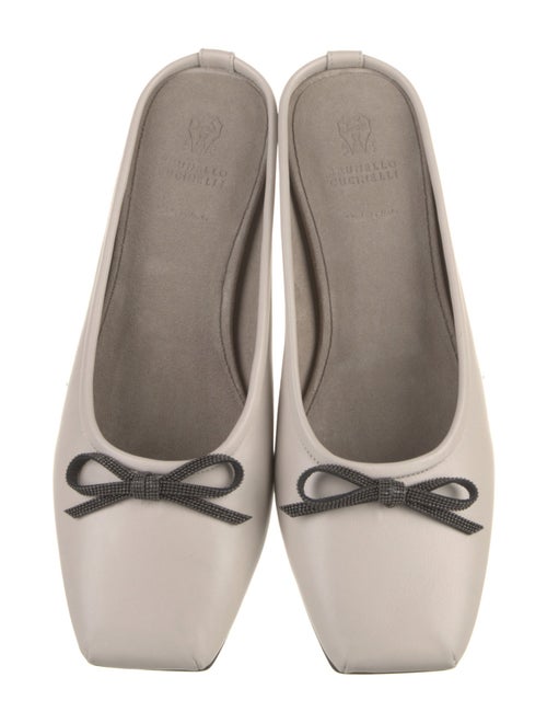 Brunello Cucinelli Leather Bow Accents Mules