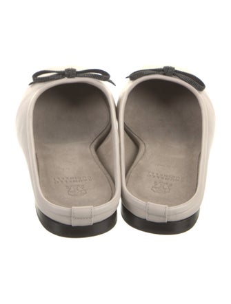 Brunello Cucinelli Leather Bow Accents Mules