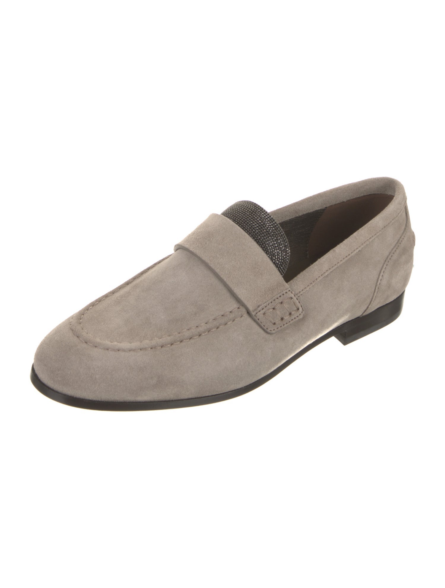Brunello Cucinelli Suede Studded Accents Loafers