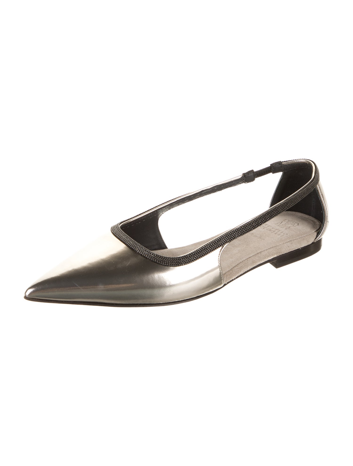 Brunello Cucinelli Patent Leather Studded Accents Ballet Flats