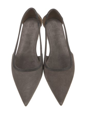 Brunello Cucinelli Suede Studded Accents Flats