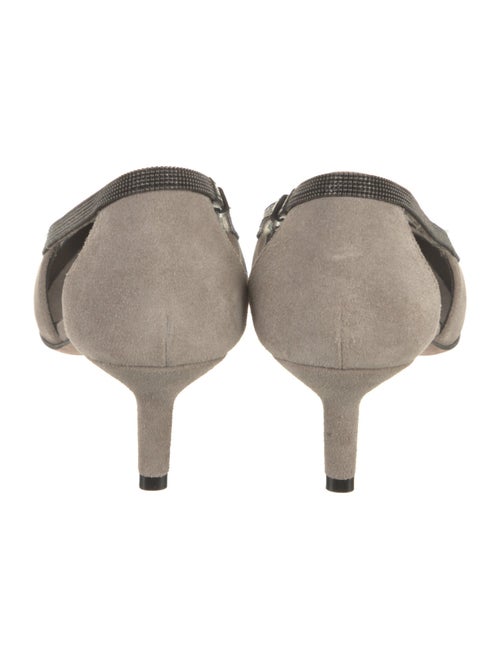 Brunello Cucinelli Suede Studded Accents Slingback Pumps