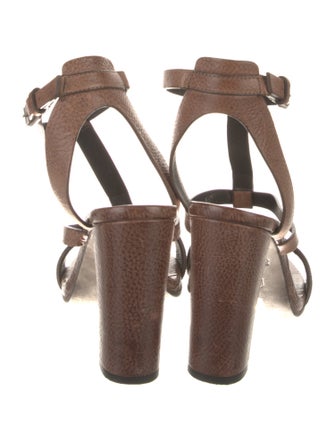 Brunello Cucinelli Monili Leather T-Strap Sandals