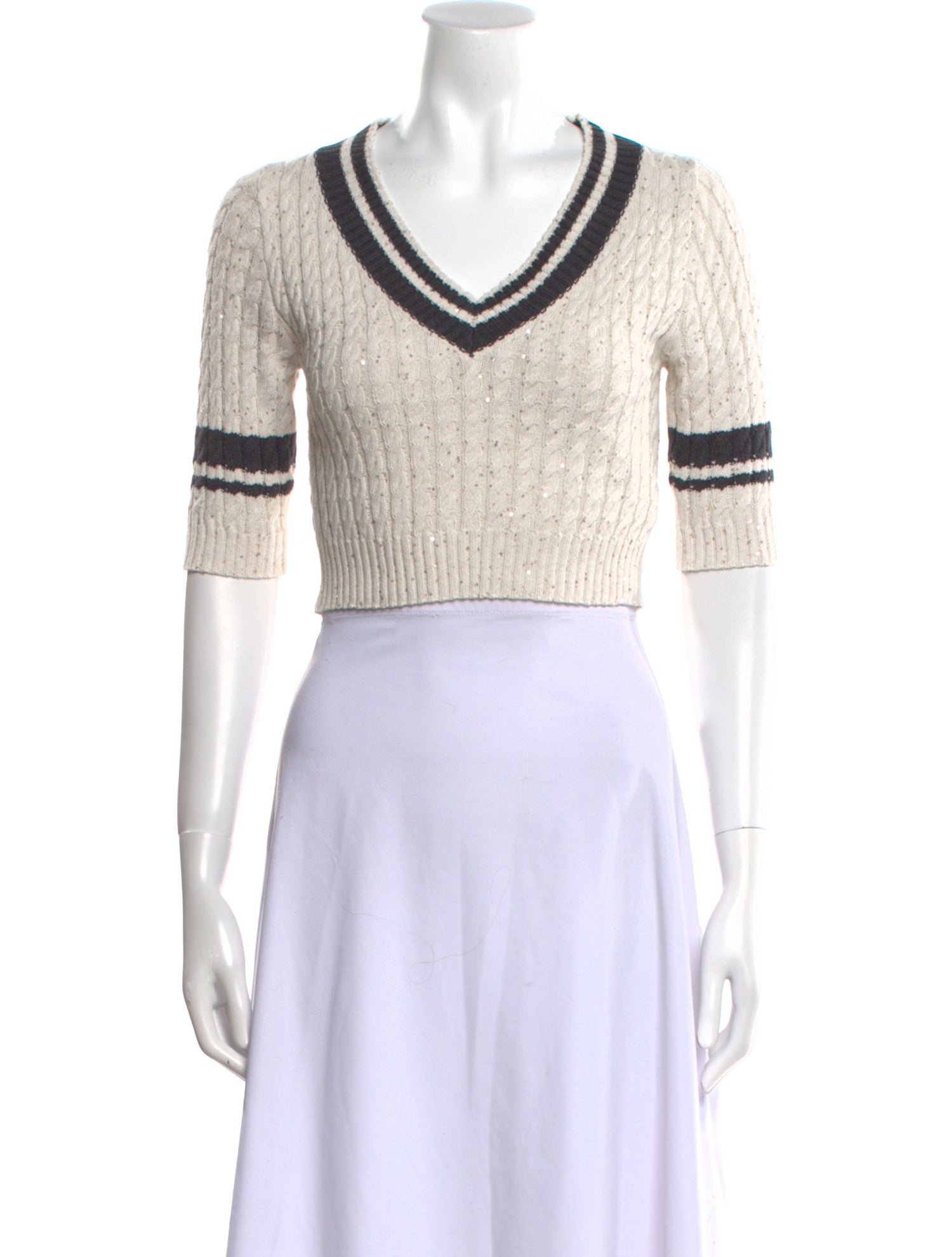 Brunello Cucinelli Striped V-Neck Sweater