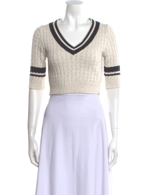 Brunello Cucinelli Striped V-Neck Sweater