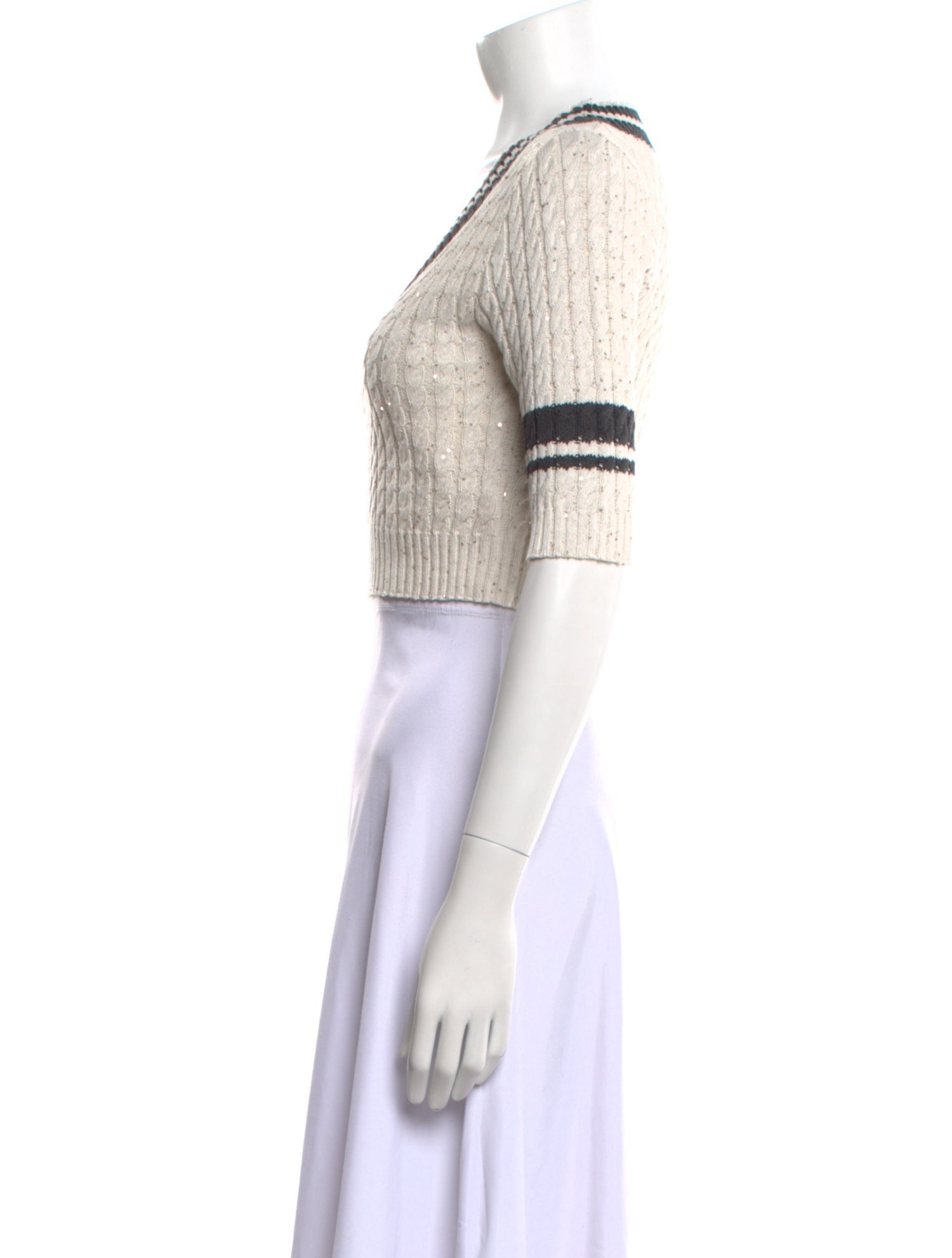 Brunello Cucinelli Striped V-Neck Sweater