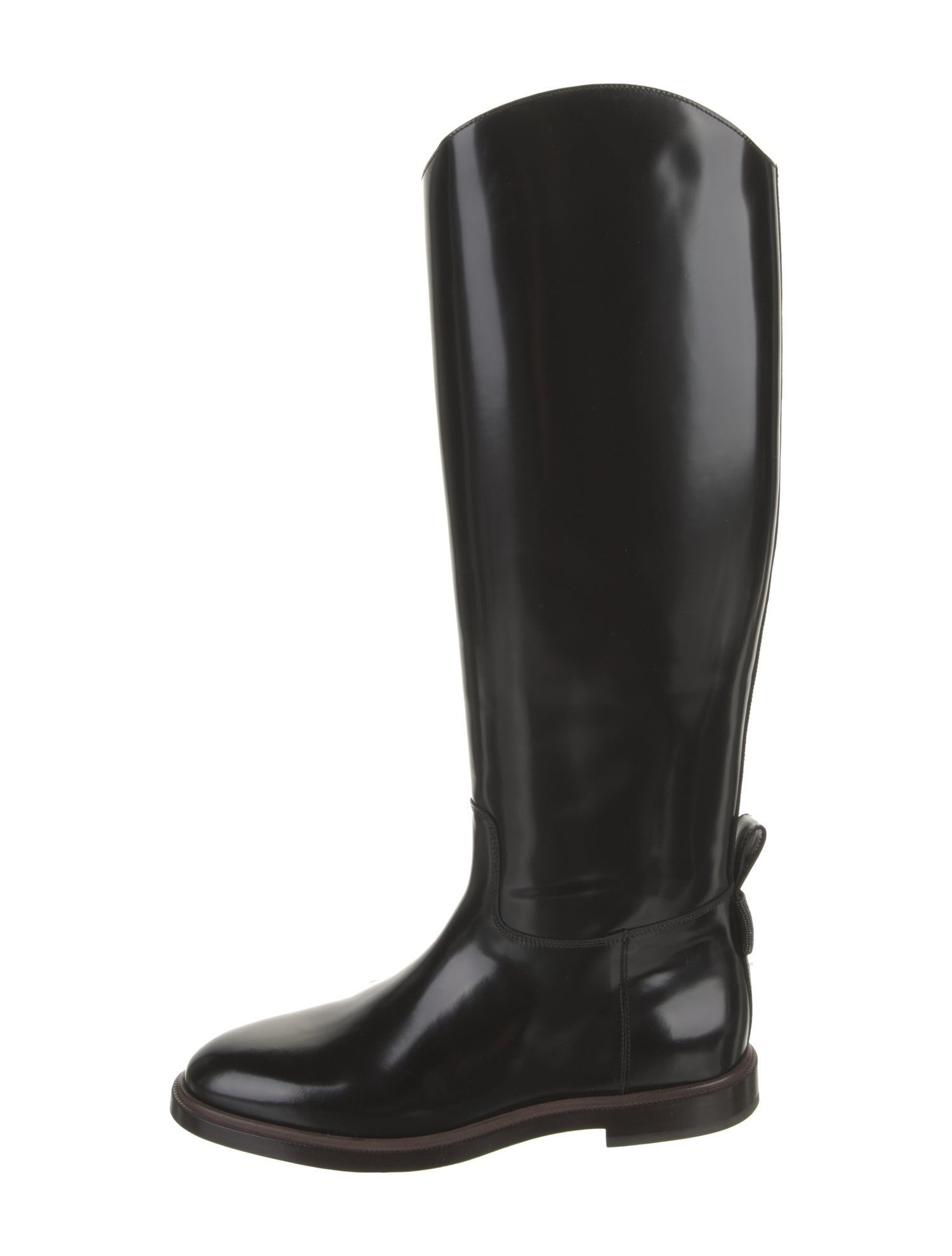 Brunello Cucinelli Leather Studded Accents Riding Boots