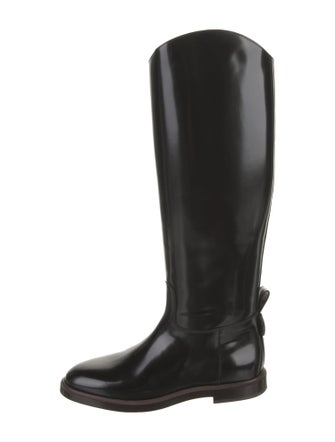 Brunello Cucinelli Leather Studded Accents Riding Boots