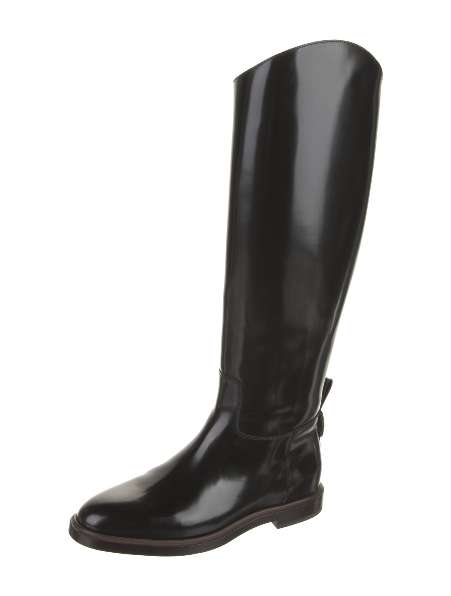 Brunello Cucinelli Leather Studded Accents Riding Boots