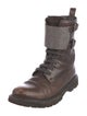 Brunello Cucinelli Leather Beaded Accents Combat Boots