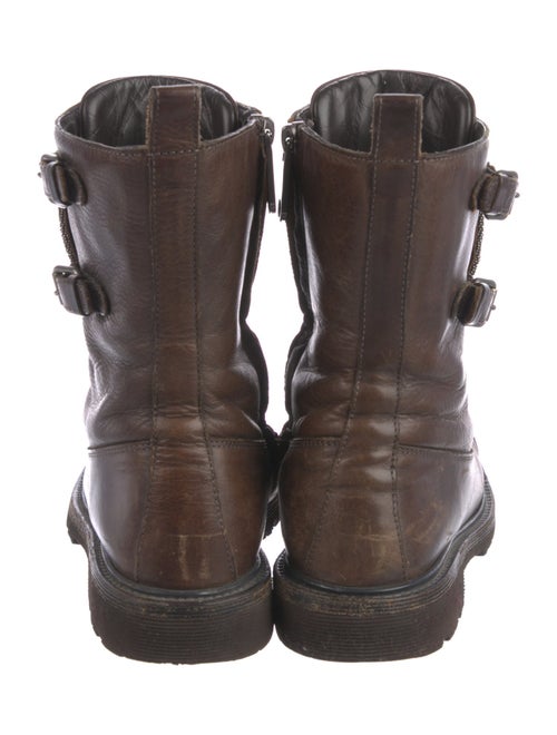 Brunello Cucinelli Leather Beaded Accents Combat Boots
