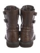 Brunello Cucinelli Leather Beaded Accents Combat Boots