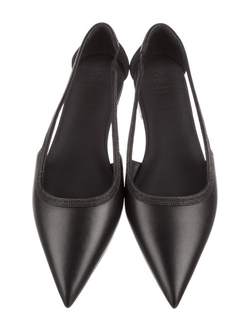 Brunello Cucinelli Leather Beaded Accents Ballet Flats