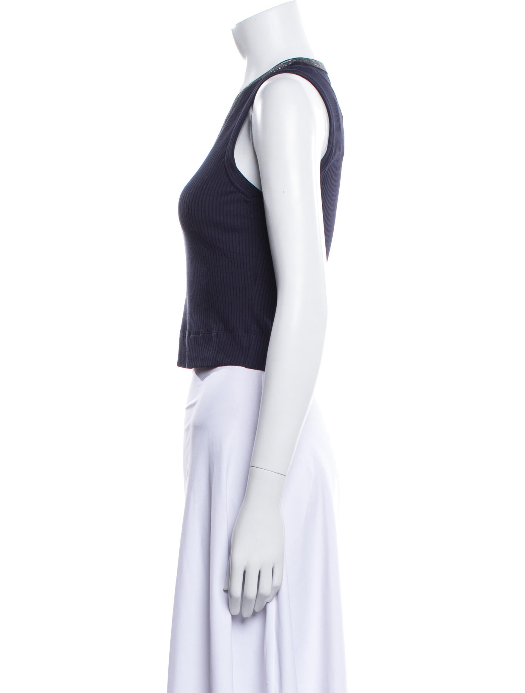 Brunello Cucinelli V-Neck Sleeveless Crop Top