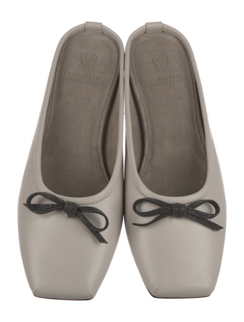 Brunello Cucinelli Leather Bow Accents Mules