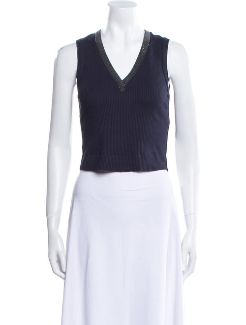 Brunello Cucinelli V-Neck Sleeveless Crop Top