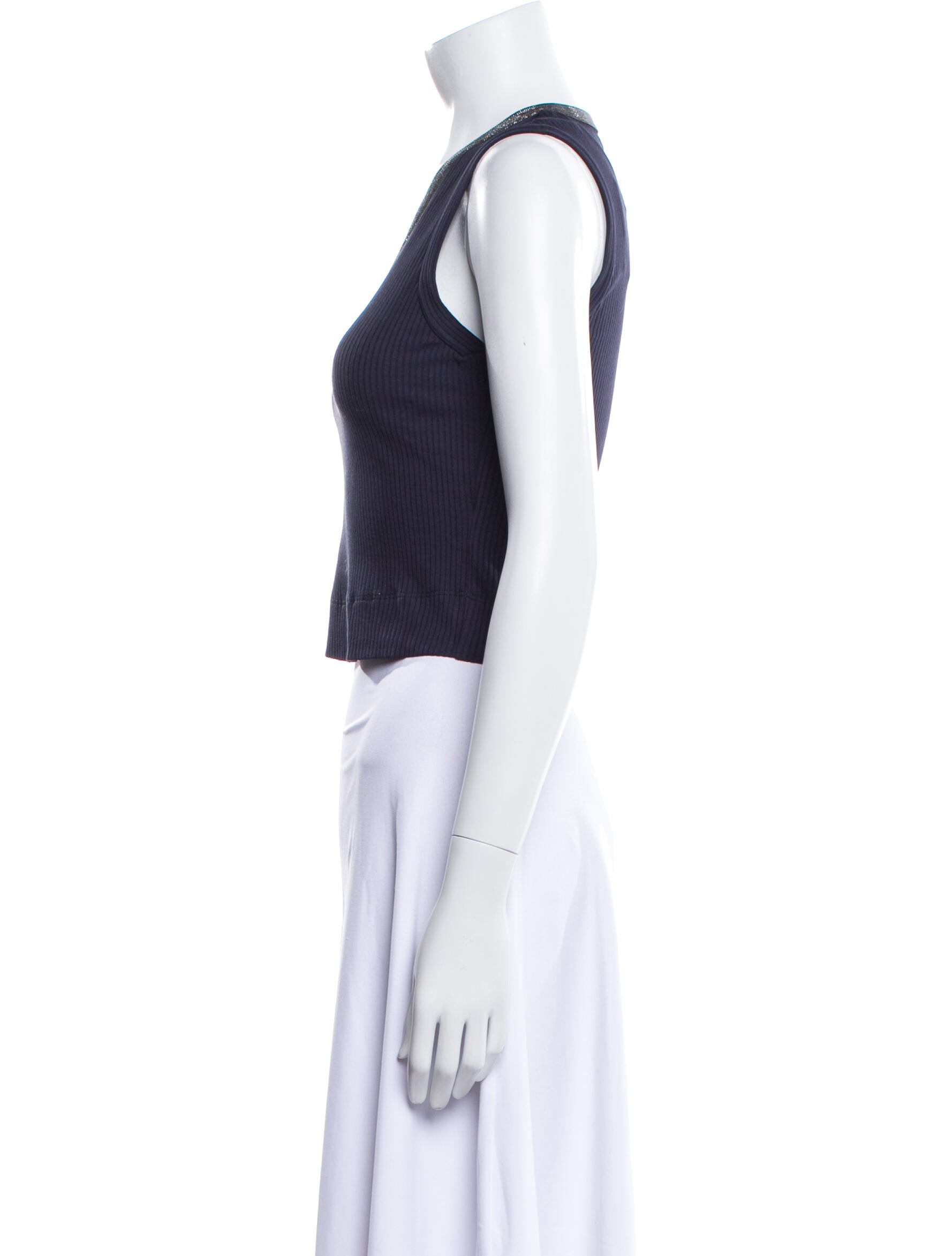 Brunello Cucinelli V-Neck Sleeveless Crop Top