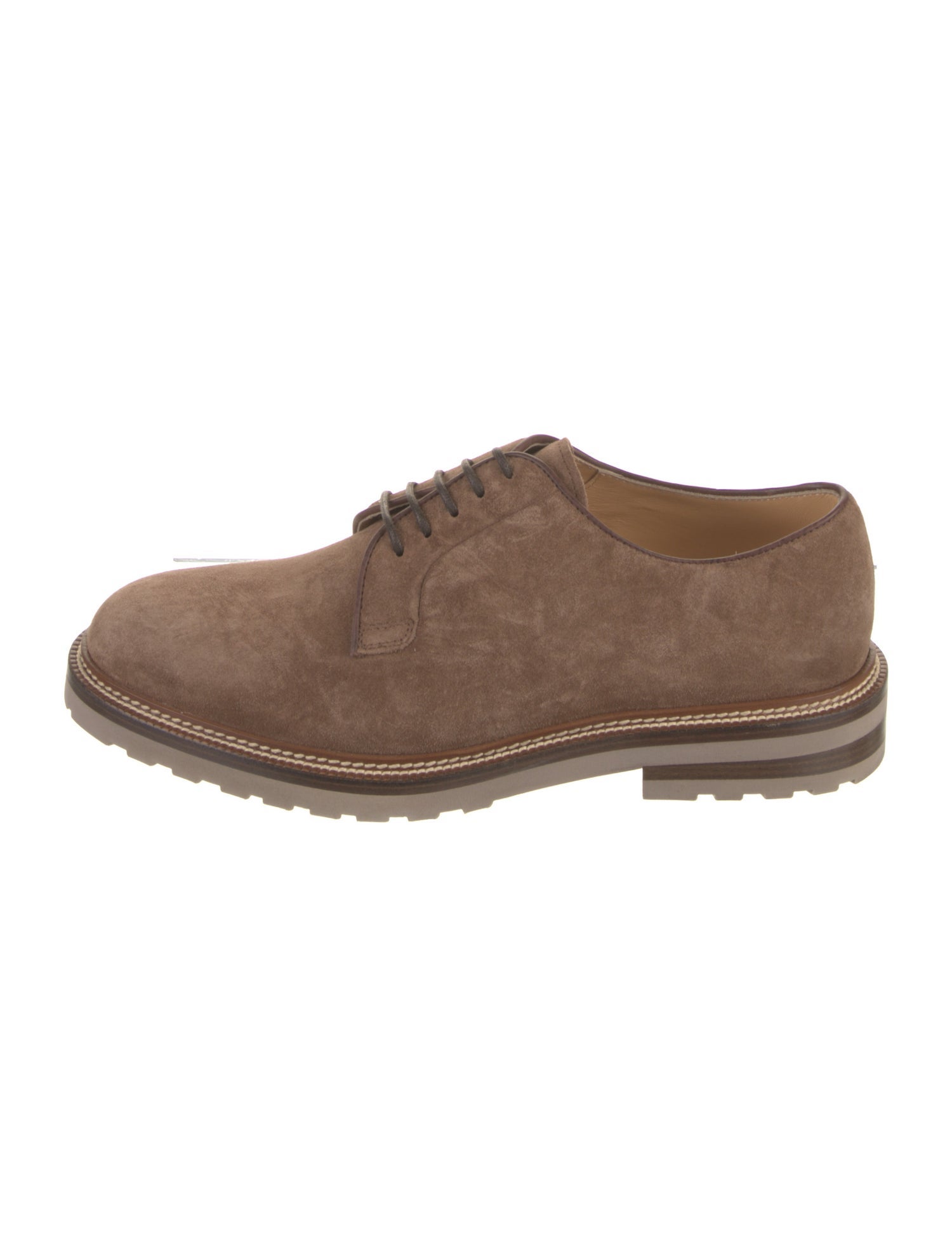 Brunello Cucinelli Suede Leather Trim Embellishment Derby Shoes