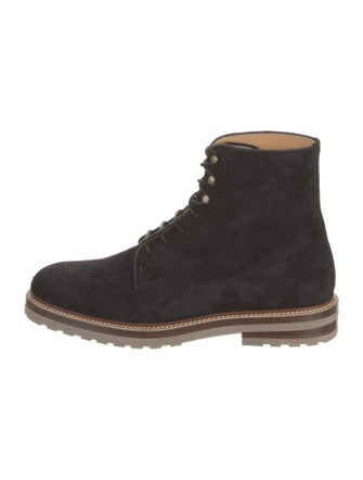 Brunello Cucinelli Suede Leather Trim Embellishment Hiking Boots