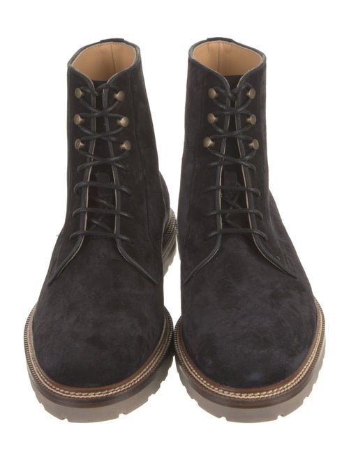 Brunello Cucinelli Suede Leather Trim Embellishment Hiking Boots