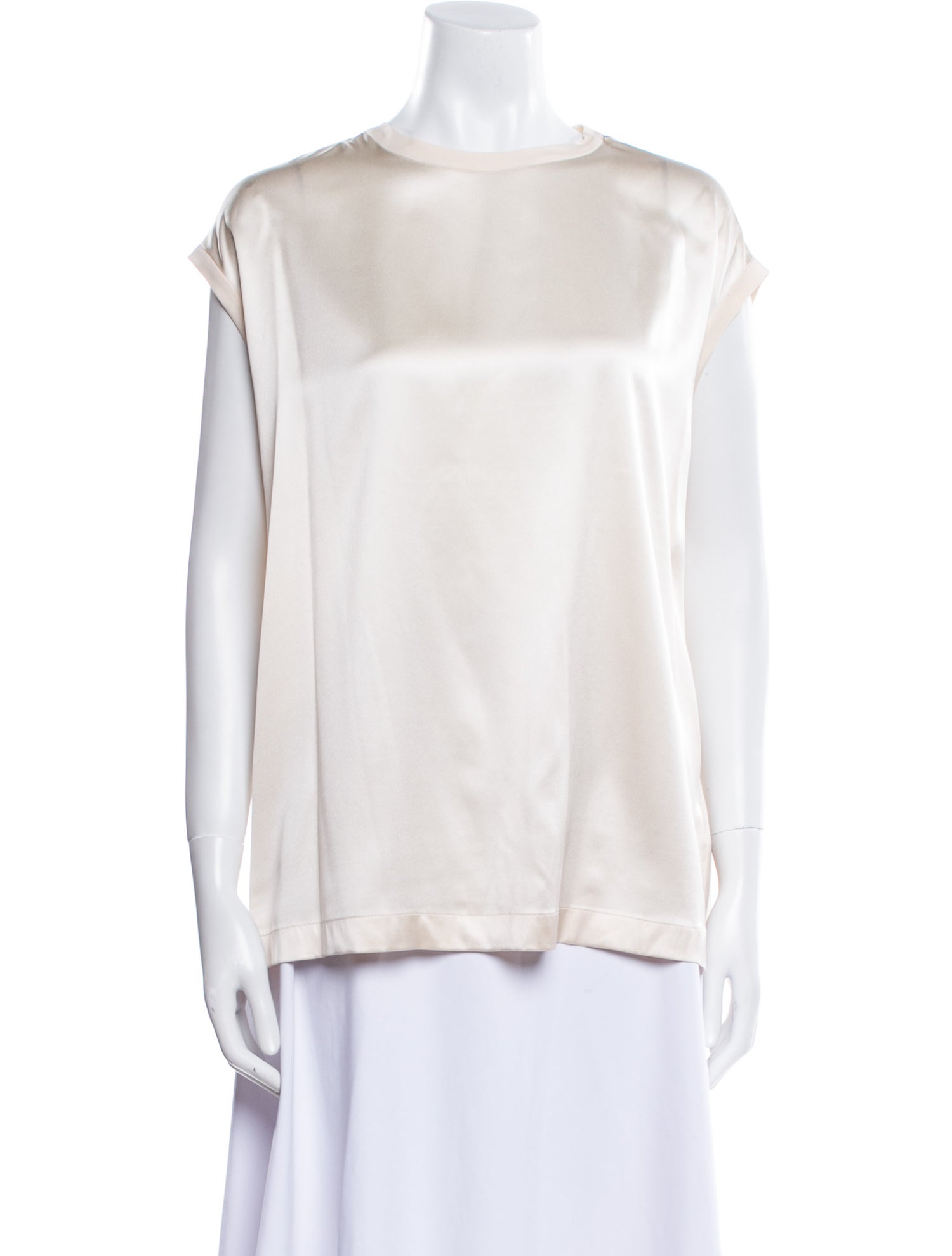 Brunello Cucinelli Satin Bateau Neckline Blouse