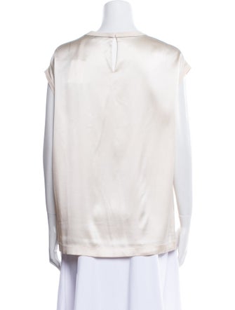 Brunello Cucinelli Satin Bateau Neckline Blouse
