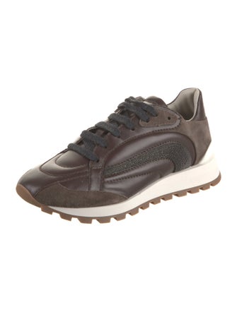 Brunello Cucinelli Leather Beaded Accents Sneakers