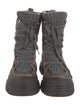 Brunello Cucinelli Suede Colorblock Pattern Combat Boots