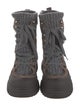 Brunello Cucinelli Suede Colorblock Pattern Combat Boots