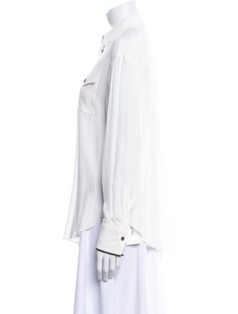 Brunello Cucinelli Silk Long Sleeve Button-Up Top