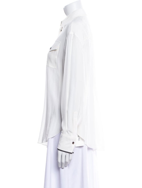 Brunello Cucinelli Silk Long Sleeve Button-Up Top