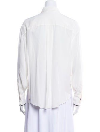 Brunello Cucinelli Silk Long Sleeve Button-Up Top
