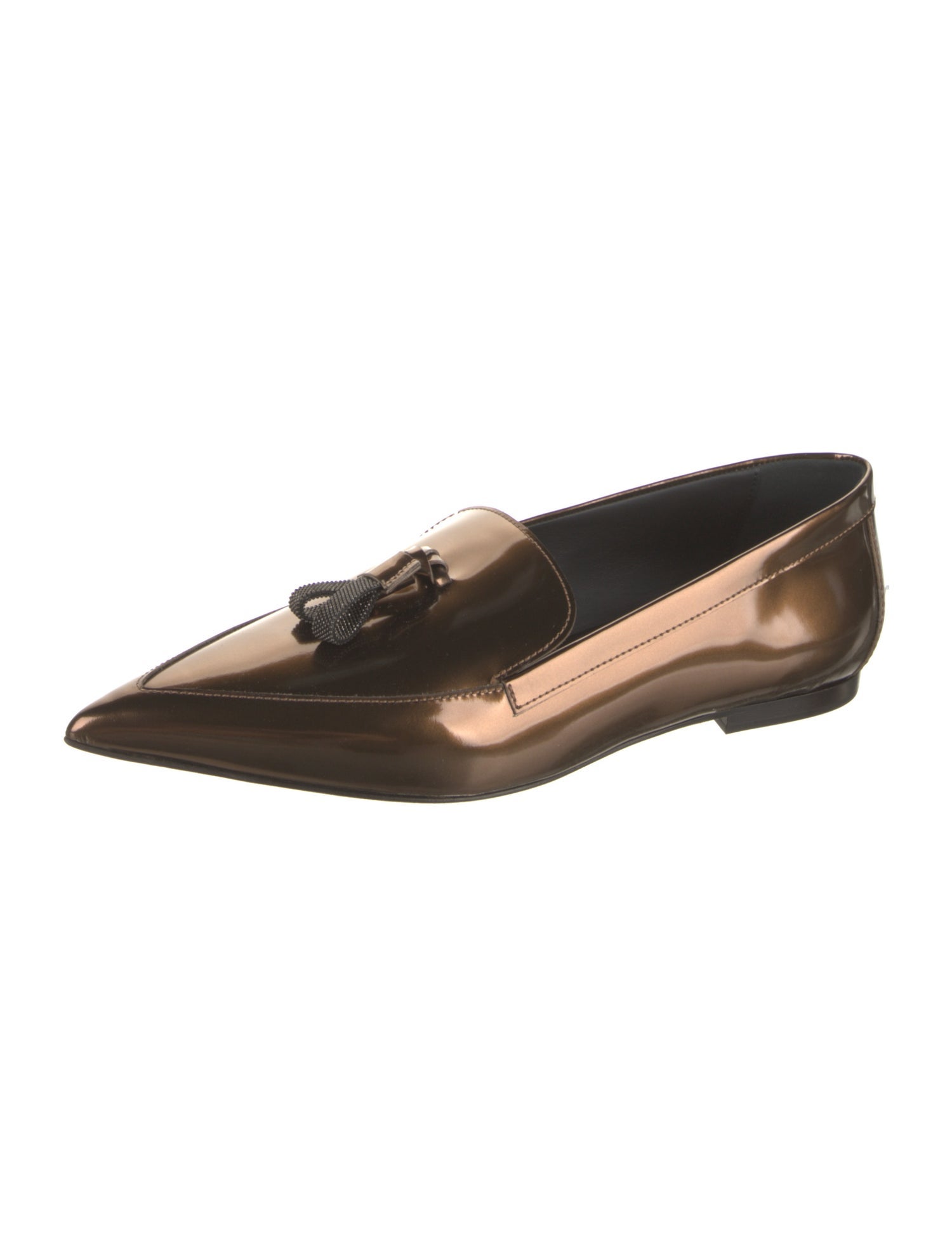 Brunello Cucinelli Patent Leather Studded Accents Loafers