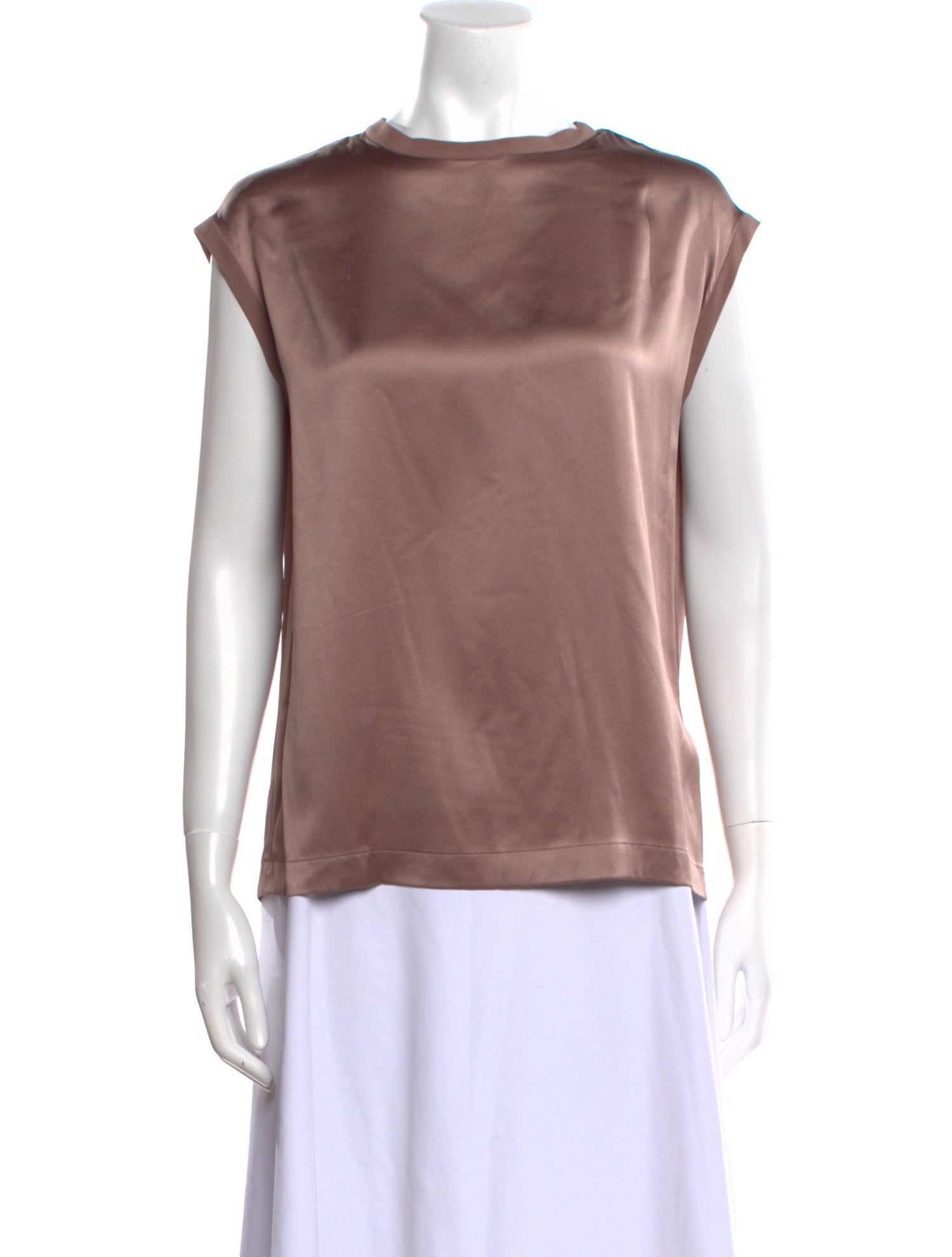 Brunello Cucinelli Satin Bateau Neckline Blouse