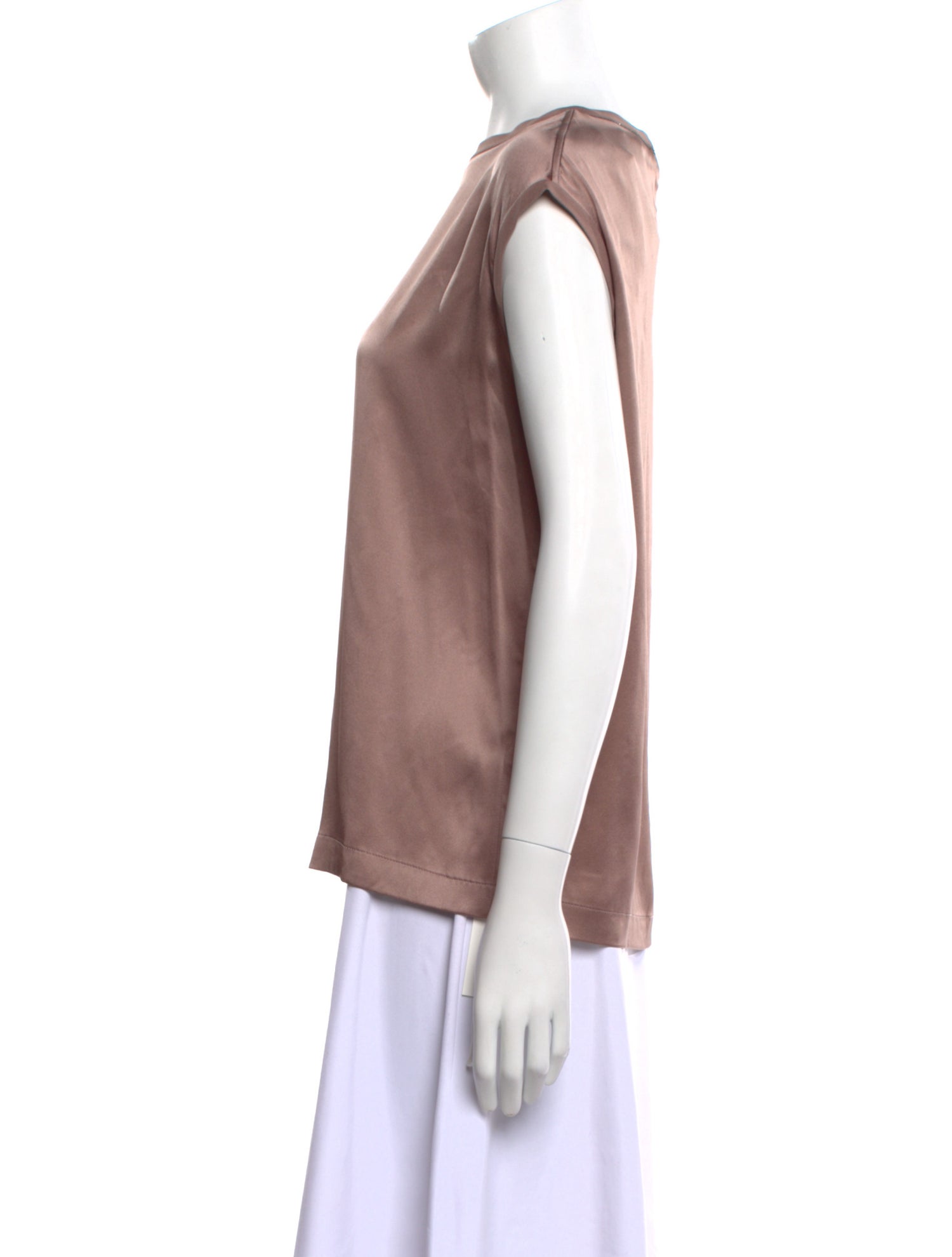 Brunello Cucinelli Satin Bateau Neckline Blouse