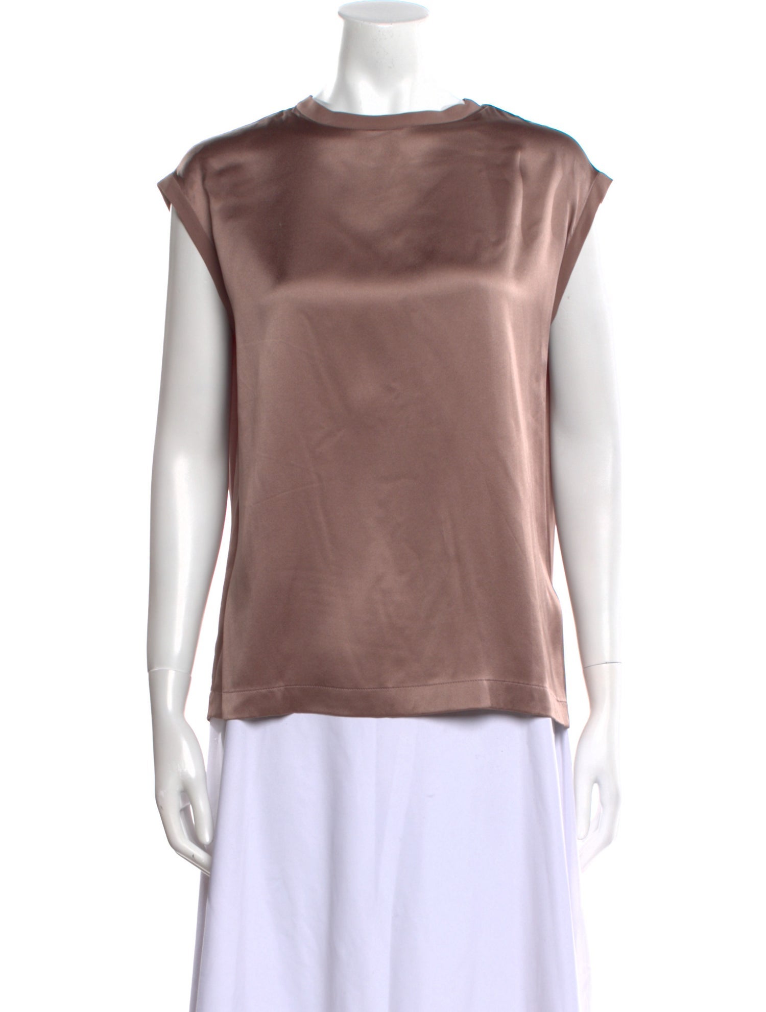Brunello Cucinelli Satin Bateau Neckline Blouse