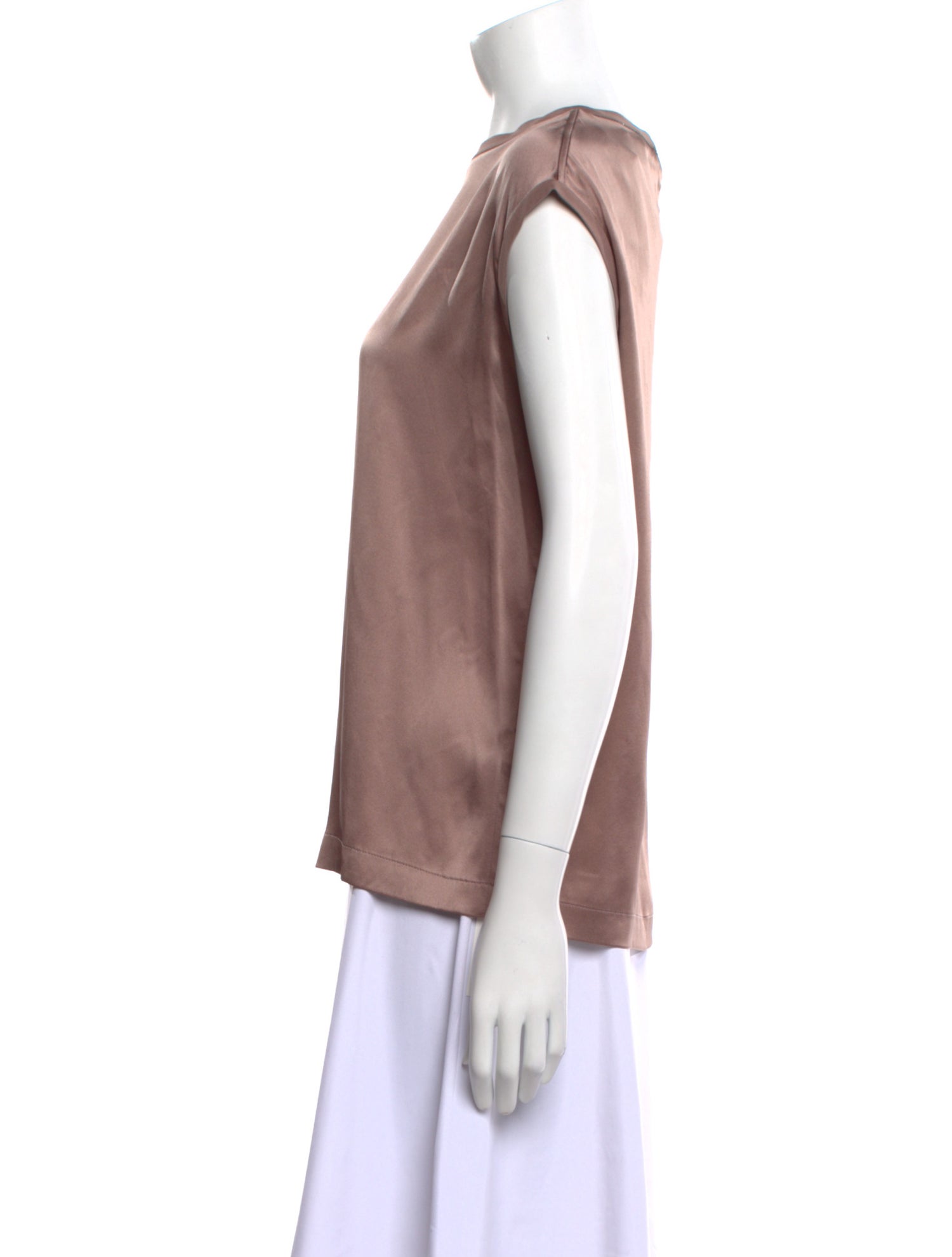 Brunello Cucinelli Satin Bateau Neckline Blouse
